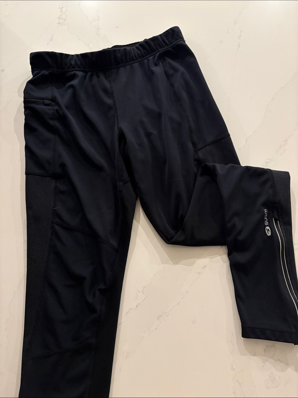 SUGOI Black Performance Mid-Rise Stretchy Thin Fleece Lining Pants SZ Medium